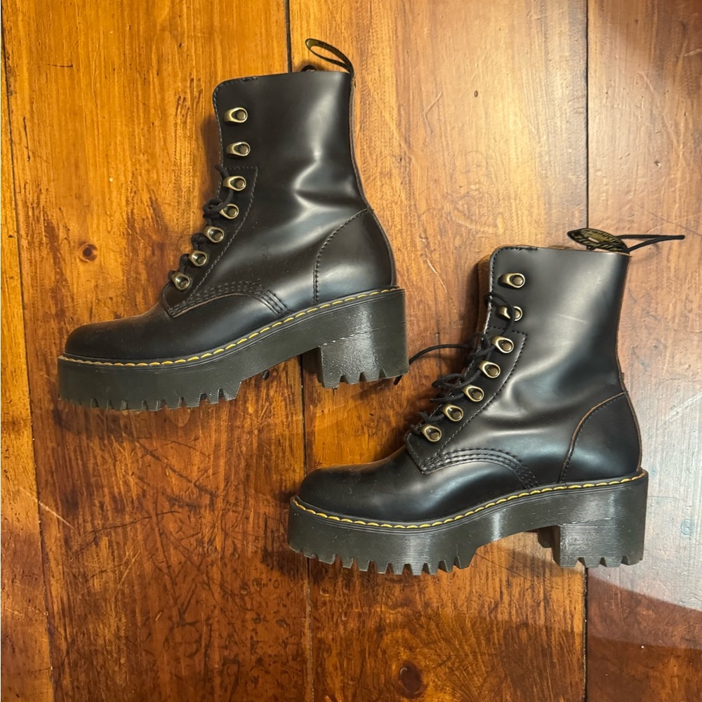 Black Leather Platform Boots